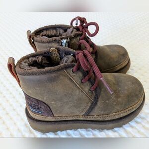 UGG Nuemel ll Brown Toddler Weather Boots Waterproof Leather Wool Lined Size 11